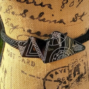1980s Black Deco Belt S‎